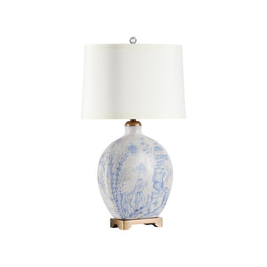 Wildwood Ancient Amber-Glazed Snuff Bottle Lamp With Hand-Painted Porcelain, Gold-Leaf Mounting, Ivory Shade 60023