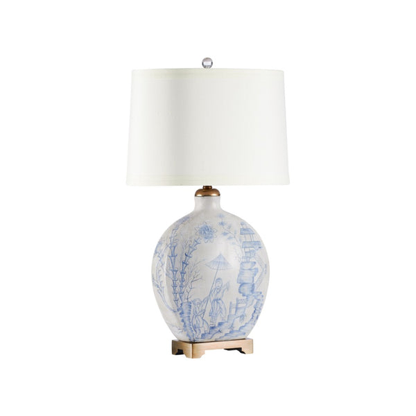 Wildwood Ancient Amber-Glazed Snuff Bottle Lamp With Hand-Painted Porcelain, Gold-Leaf Mounting, Ivory Shade 60023