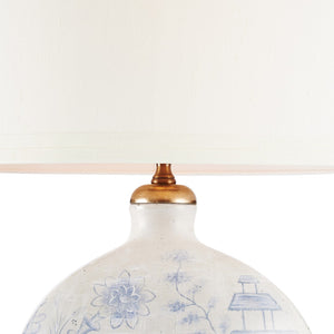 Wildwood Ancient Amber-Glazed Snuff Bottle Lamp With Hand-Painted Porcelain, Gold-Leaf Mounting, Ivory Shade 60023