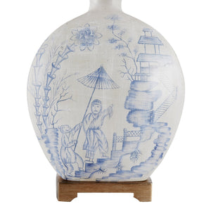 Wildwood Ancient Amber-Glazed Snuff Bottle Lamp With Hand-Painted Porcelain, Gold-Leaf Mounting, Ivory Shade 60023