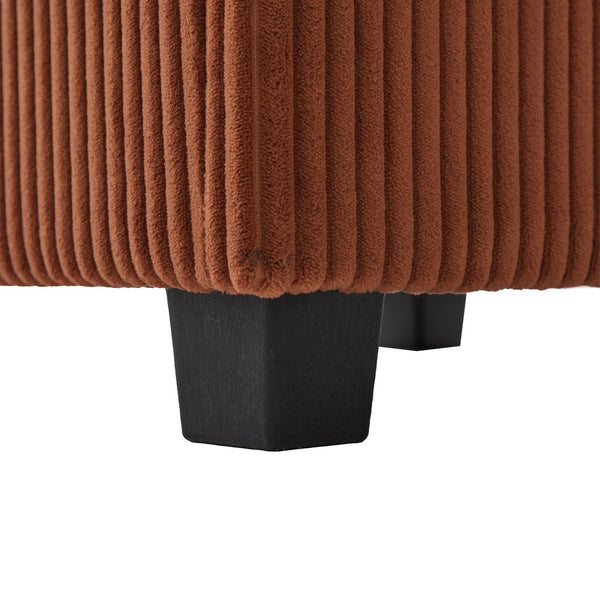 English Elm UNITED Corduroy L-Shaped Sectional Sofa with Storage Ottoman, USB Ports, Cup Holders & LED Lighting Orange W1568P332402