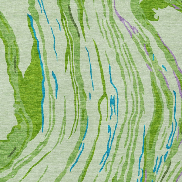 Homeroots 3' Abstract Beige Teal Blue And Ivory Washable Area Rug For Indoor Outdoor Style And Comfort 8' X 10' Polyester 600231