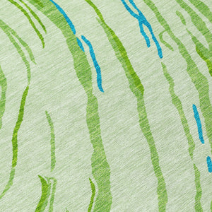 Homeroots 3' Abstract Beige Teal Blue And Ivory Washable Area Rug For Indoor Outdoor Style And Comfort 8' X 10' Polyester 600231