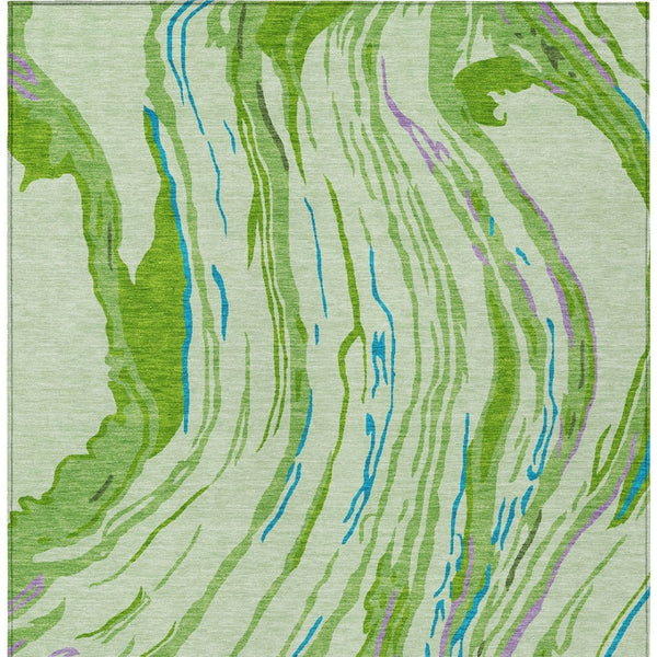 Homeroots 3' Abstract Beige Teal Blue And Ivory Washable Area Rug For Indoor Outdoor Style And Comfort 9' X 12' Polyester 600232