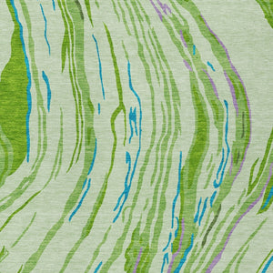 Homeroots 3' Abstract Beige Teal Blue And Ivory Washable Area Rug For Indoor Outdoor Style And Comfort 10' X 14' Polyester 600233