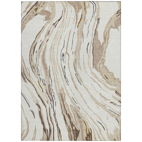 Homeroots 3' Abstract Beige Teal Blue And Ivory Washable Area Rug For Indoor Outdoor Style And Comfort 3' X 5' Polyester 600234