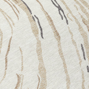 Homeroots 3' Abstract Beige Teal Blue And Ivory Washable Area Rug For Indoor Outdoor Style And Comfort 8' Round Polyester 600236