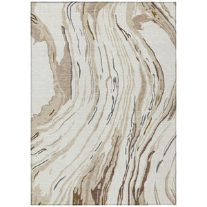 HomeRoots 5' Durable Machine-Washable Abstract Area Rug in Ivory, Beige, and Brown for Indoor/Outdoor Use 8' X 10' 600237