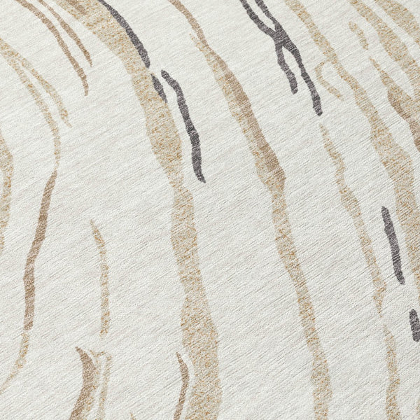 Homeroots 3' Abstract Beige Teal Blue And Ivory Washable Area Rug For Indoor Outdoor Style And Comfort 8' X 10' Polyester 600237