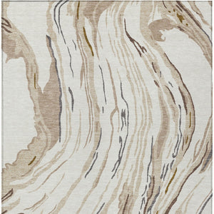 Homeroots 3' Abstract Beige Teal Blue And Ivory Washable Area Rug For Indoor Outdoor Style And Comfort 9' X 12' Polyester 600238