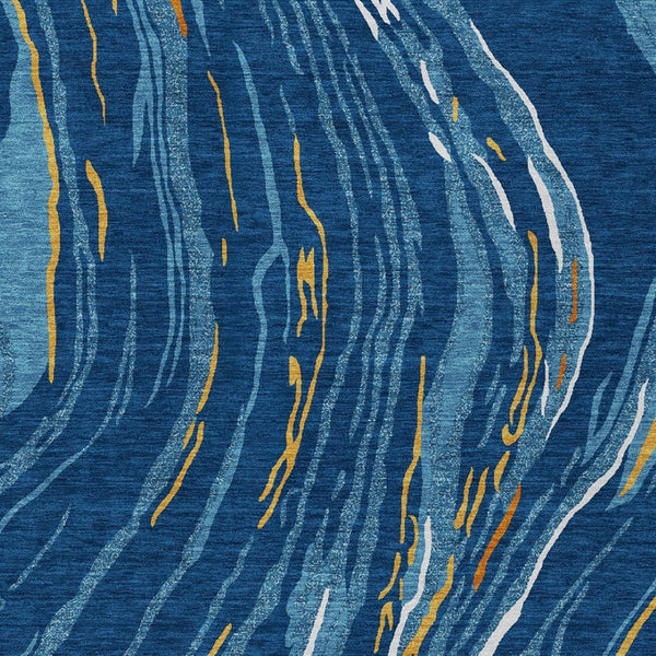 Homeroots 3' Abstract Beige Teal Blue And Ivory Washable Area Rug For Indoor Outdoor Style And Comfort 5' X 8' Polyester 600241