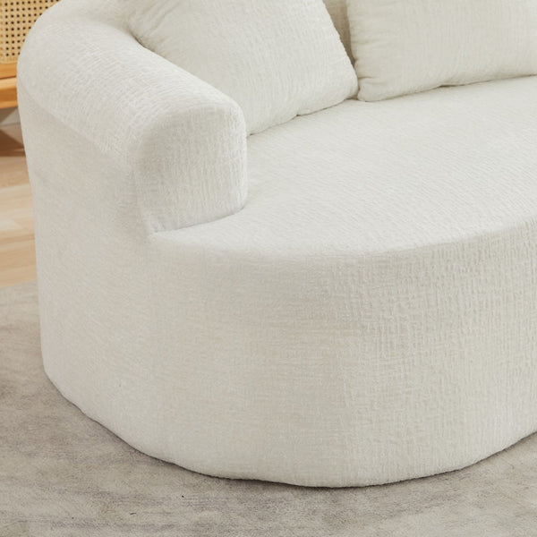 English Elm Curved Chenille Loveseat with Memory Foam Deep Seat and Three Pillows for Compact Living Beige W2915P370964