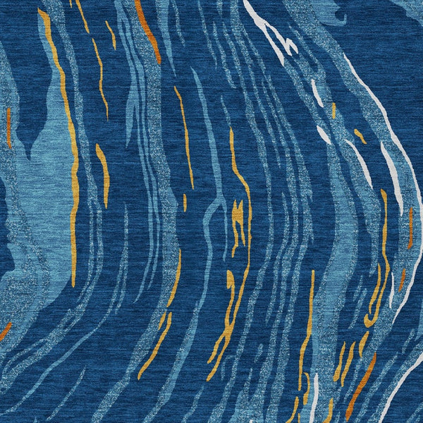 Homeroots 3' Abstract Beige Teal Blue And Ivory Washable Area Rug For Indoor Outdoor Style And Comfort 8' X 10' Polyester 600243