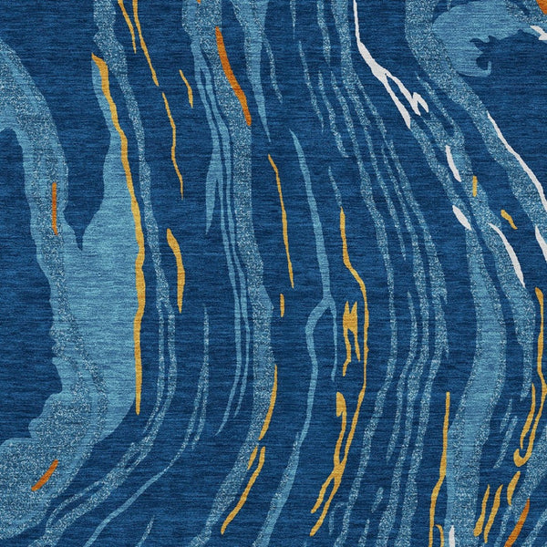 Homeroots 3' Abstract Beige Teal Blue And Ivory Washable Area Rug For Indoor Outdoor Style And Comfort 9' X 12' Polyester 600244