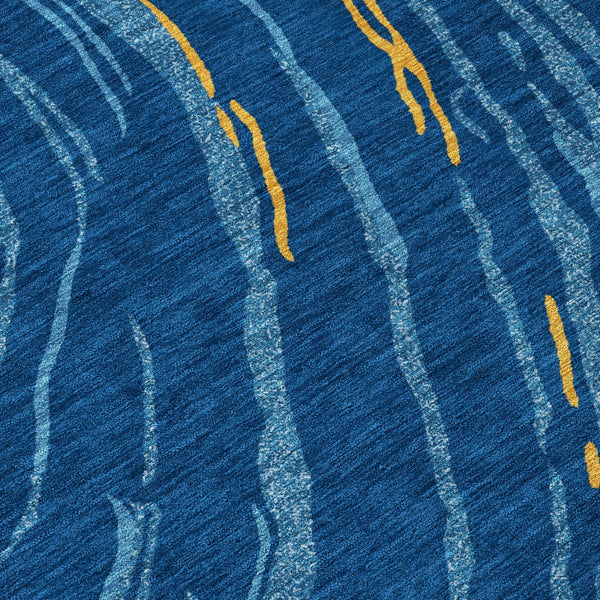 Homeroots 3' Abstract Beige Teal Blue And Ivory Washable Area Rug For Indoor Outdoor Style And Comfort 9' X 12' Polyester 600244