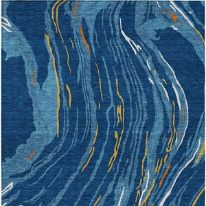 Homeroots 3' Abstract Beige Teal Blue And Ivory Washable Area Rug For Indoor Outdoor Style And Comfort 10' X 14' Polyester 600245