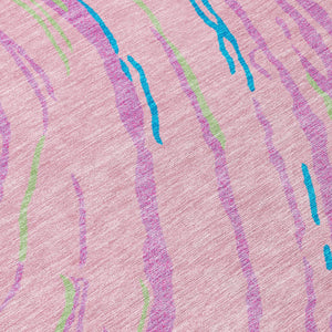 Homeroots 3' Abstract Beige Teal Blue And Ivory Washable Area Rug For Indoor Outdoor Style And Comfort 8' Round Polyester 600248