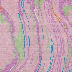 Homeroots 3' Abstract Beige Teal Blue And Ivory Washable Area Rug For Indoor Outdoor Style And Comfort 8' X 10' Polyester 600249