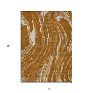 Homeroots 3' Abstract Beige Teal Blue And Ivory Washable Area Rug For Indoor Outdoor Style And Comfort 3' X 5' Polyester 600252