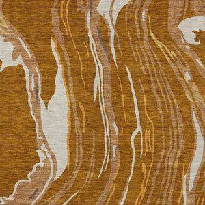 Homeroots 3' Abstract Beige Teal Blue And Ivory Washable Area Rug For Indoor Outdoor Style And Comfort 3' X 5' Polyester 600252