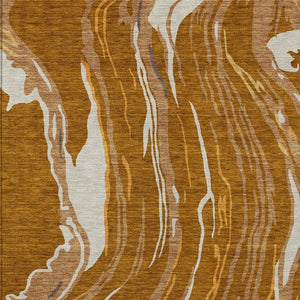 Homeroots 3' Abstract Beige Teal Blue And Ivory Washable Area Rug For Indoor Outdoor Style And Comfort 5' X 8' Polyester 600253