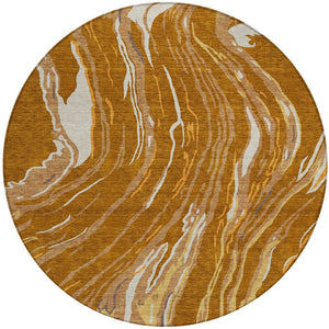 Homeroots 3' Abstract Beige Teal Blue And Ivory Washable Area Rug For Indoor Outdoor Style And Comfort 8' Round Polyester 600254