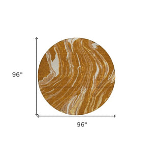 Homeroots 3' Abstract Beige Teal Blue And Ivory Washable Area Rug For Indoor Outdoor Style And Comfort 8' Round Polyester 600254