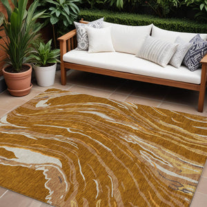 Homeroots 3' Abstract Beige Teal Blue And Ivory Washable Area Rug For Indoor Outdoor Style And Comfort 9' X 12' Polyester 600256