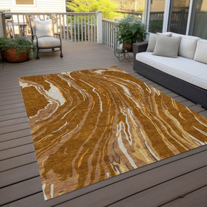 Homeroots 3' Abstract Beige Teal Blue And Ivory Washable Area Rug For Indoor Outdoor Style And Comfort 10' X 14' Polyester 600257