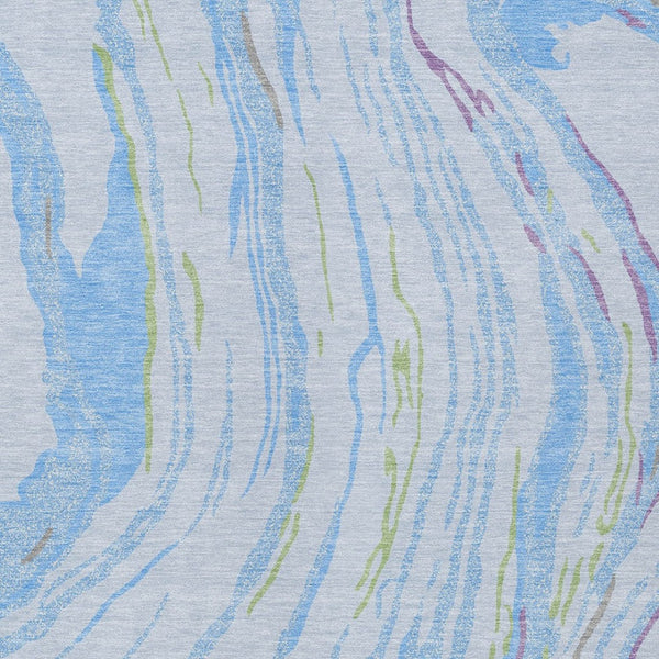 Homeroots 3' Abstract Beige Teal Blue And Ivory Washable Area Rug For Indoor Outdoor Style And Comfort 3' X 5' Polyester 600258