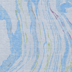 Homeroots 3' Abstract Beige Teal Blue And Ivory Washable Area Rug For Indoor Outdoor Style And Comfort 9' X 12' Polyester 600262