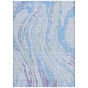 Homeroots 3' Abstract Beige Teal Blue And Ivory Washable Area Rug For Indoor Outdoor Style And Comfort 10' X 14' Polyester 600263