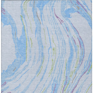 Homeroots 3' Abstract Beige Teal Blue And Ivory Washable Area Rug For Indoor Outdoor Style And Comfort 10' X 14' Polyester 600263