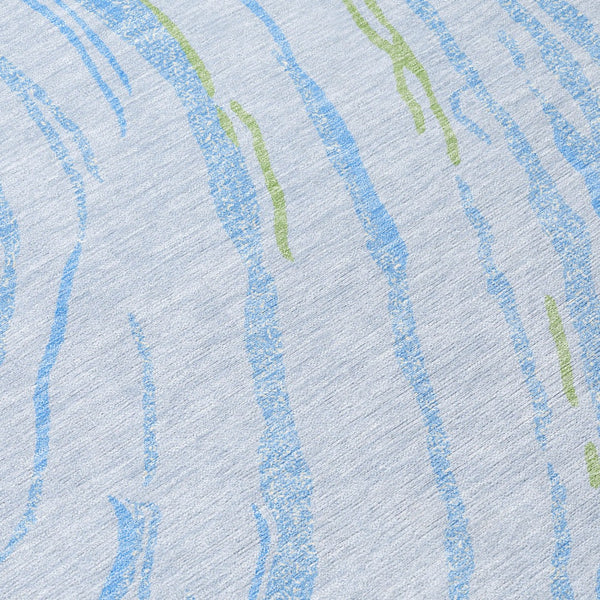 Homeroots 3' Abstract Beige Teal Blue And Ivory Washable Area Rug For Indoor Outdoor Style And Comfort 10' X 14' Polyester 600263