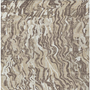 Homeroots 3' Beige Brown And Ivory Abstract Washable Area Rug For Indoor Or Outdoor Comfort And Style 3' X 5' Polyester 600264