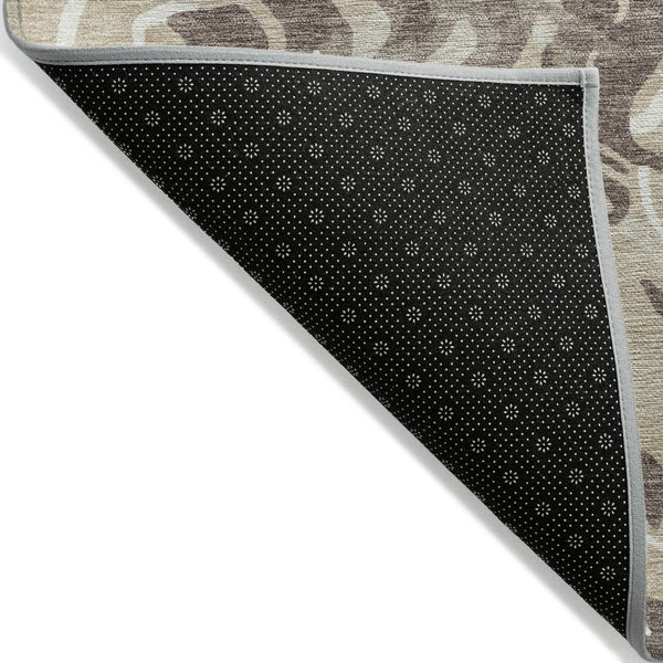 Homeroots 3' Beige Brown And Ivory Abstract Washable Area Rug For Indoor Or Outdoor Comfort And Style 3' X 5' Polyester 600264