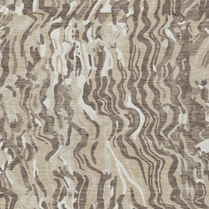 Homeroots 3' Beige Brown And Ivory Abstract Washable Area Rug For Indoor Or Outdoor Comfort And Style 8' X 10' Polyester 600267