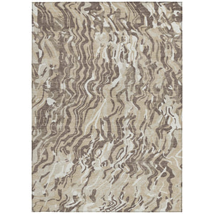 Homeroots 3' Beige Brown And Ivory Abstract Washable Area Rug For Indoor Or Outdoor Comfort And Style 10' X 14' Polyester 600269