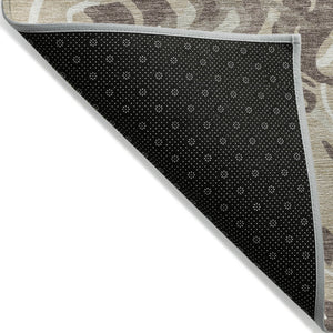 Homeroots 3' Beige Brown And Ivory Abstract Washable Area Rug For Indoor Or Outdoor Comfort And Style 10' X 14' Polyester 600269