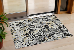 Homeroots 3' Beige Brown And Ivory Abstract Washable Area Rug For Indoor Or Outdoor Comfort And Style 3' X 5' Polyester 600270