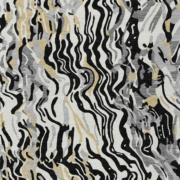 Homeroots 3' Beige Brown And Ivory Abstract Washable Area Rug For Indoor Or Outdoor Comfort And Style 3' X 5' Polyester 600270