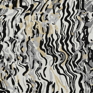 Homeroots 3' Beige Brown And Ivory Abstract Washable Area Rug For Indoor Or Outdoor Comfort And Style 5' X 8' Polyester 600271