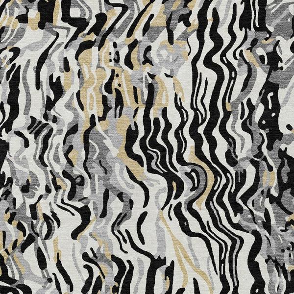 Homeroots 3' Beige Brown And Ivory Abstract Washable Area Rug For Indoor Or Outdoor Comfort And Style 5' X 8' Polyester 600271