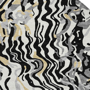 Homeroots 3' Beige Brown And Ivory Abstract Washable Area Rug For Indoor Or Outdoor Comfort And Style 8' Round Polyester 600272