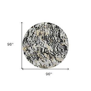 Homeroots 3' Beige Brown And Ivory Abstract Washable Area Rug For Indoor Or Outdoor Comfort And Style 8' Round Polyester 600272