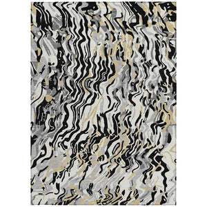 Homeroots 3' Beige Brown And Ivory Abstract Washable Area Rug For Indoor Or Outdoor Comfort And Style 8' X 10' Polyester 600273