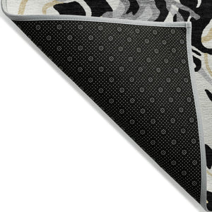 Homeroots 3' Beige Brown And Ivory Abstract Washable Area Rug For Indoor Or Outdoor Comfort And Style 9' X 12' Polyester 600274