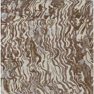 Homeroots 3' Beige Brown And Ivory Abstract Washable Area Rug For Indoor Or Outdoor Comfort And Style 3' X 5' Polyester 600276