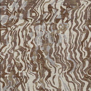 Homeroots 3' Beige Brown And Ivory Abstract Washable Area Rug For Indoor Or Outdoor Comfort And Style 3' X 5' Polyester 600276
