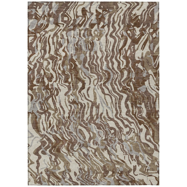 HomeRoots 5' Washable Area Rug in Brown, Beige & Gray - Stylish, Durable Design for Indoor & Outdoor Use 5' X 8' 600277